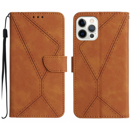 For iPhone 15 Pro Max Stitching Embossed Leather Phone Case(Brown) - HoMEdemic™ 