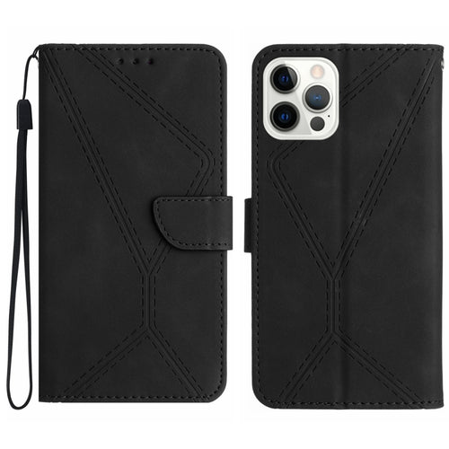 For iPhone 15 Pro Max Stitching Embossed Leather Phone Case(Black) - HoMEdemic™ 