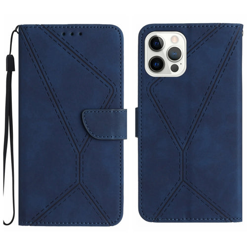 For iPhone 15 Pro Max Stitching Embossed Leather Phone Case(Blue) - HoMEdemic™ 