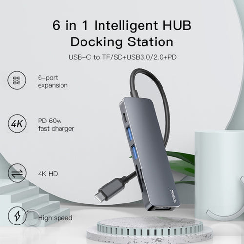 Yesido HB11 6 in 1 USB-C / Type-C Ports Multifunctional Docking Station HUB Adapter - HoMEdemic™ 