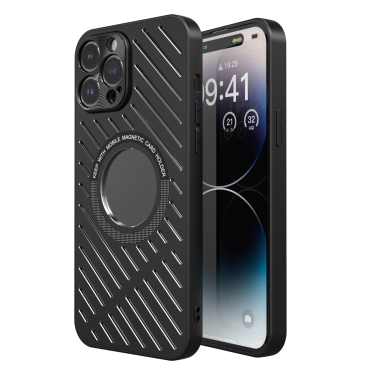 For iPhone 14 Pro R-JUST RJ57 CD Pattern MagSafe Cooling Phone Case(Black) - HoMEdemic™ 