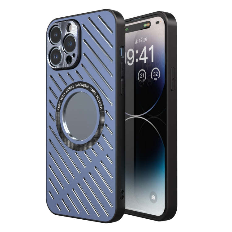 For iPhone 14 Pro R-JUST RJ57 CD Pattern MagSafe Cooling Phone Case(Blue) - HoMEdemic™ 