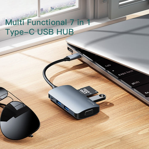 Yesido HB16 7 in 1 USB-C / Type-C Ports Multifunctional Docking Station HUB Adapter - HoMEdemic™ 