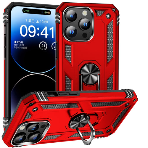 For iPhone 15 Pro Max Shockproof TPU + PC Phone Case with Holder(Red) - HoMEdemic™ 