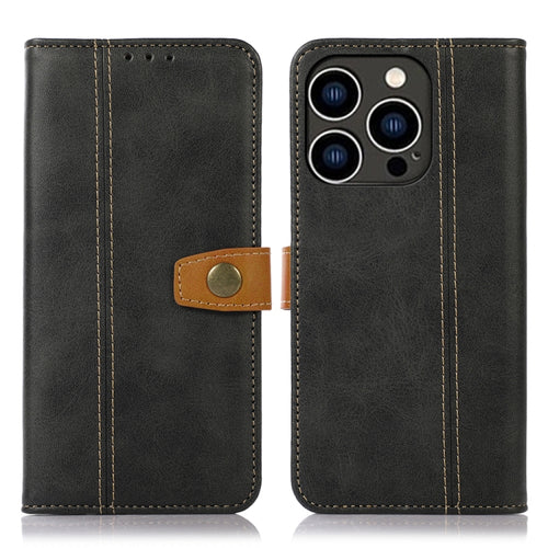 For iPhone 15 Pro Max Stitching Thread Calf Texture Leather Phone Case(Black) - HoMEdemic™ 