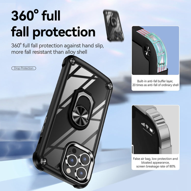 For iPhone 15 Pro TPU + PC Lens Protection Phone Case with Ring Holder(Black) - HoMEdemic™ 