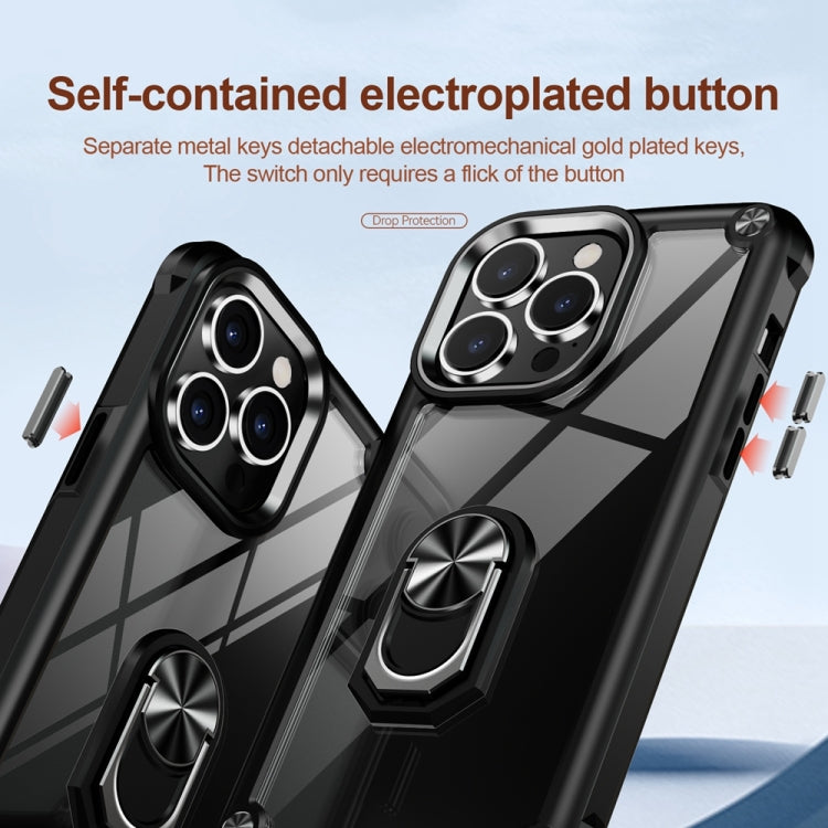 For iPhone 15 Pro TPU + PC Lens Protection Phone Case with Ring Holder(Black) - HoMEdemic™ 