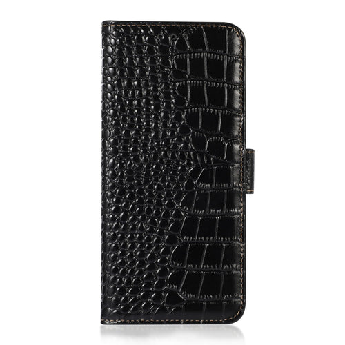 For iPhone 15 Pro Max Crocodile Top Layer Cowhide Leather Phone Case(Black) - HoMEdemic™ 