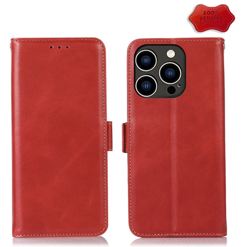 For iPhone 15 Pro Max Crazy Horse Top Layer Cowhide Leather Phone Case(Red) - HoMEdemic™ 