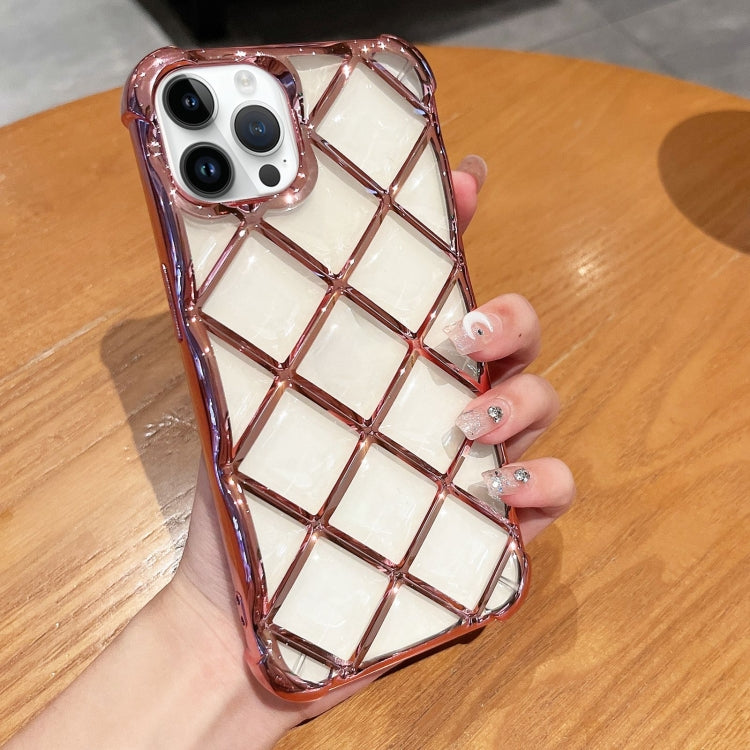 For iPhone 15 Pro 3D Diamond Lattice Laser Engraving Phone Case(Pink) - HoMEdemic™ 