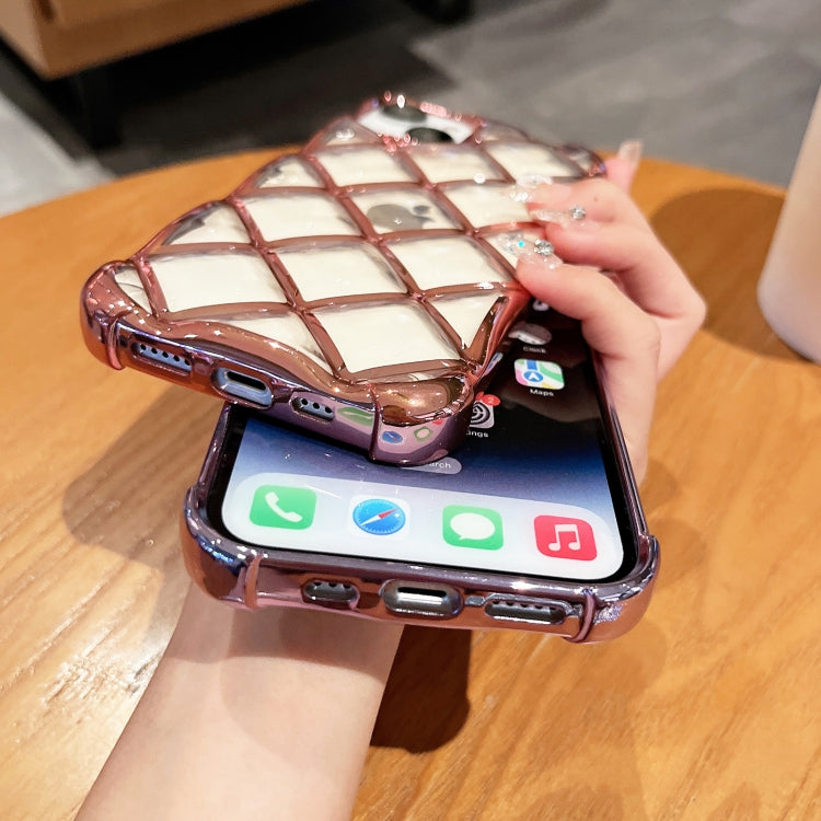 For iPhone 15 Pro 3D Diamond Lattice Laser Engraving Phone Case(Pink) - HoMEdemic™ 