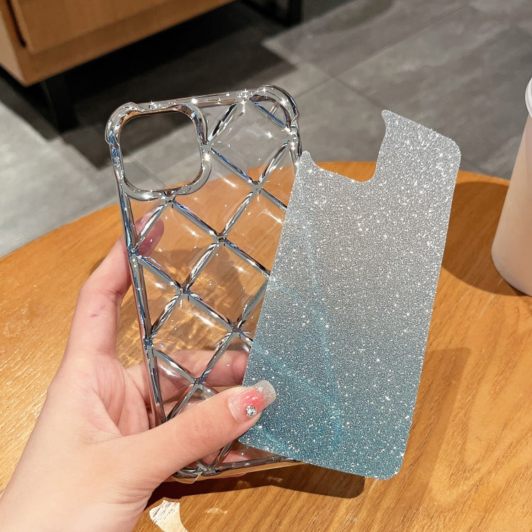 For iPhone 15 Pro 3D Diamond Lattice Laser Engraving Glitter Paper Phone Case(Gradient Black) - HoMEdemic™ 