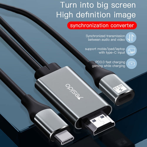 Yesido HM01 USB-C / Type-C to HDMI Adapter Cable, Length:1.8m - HoMEdemic™ 