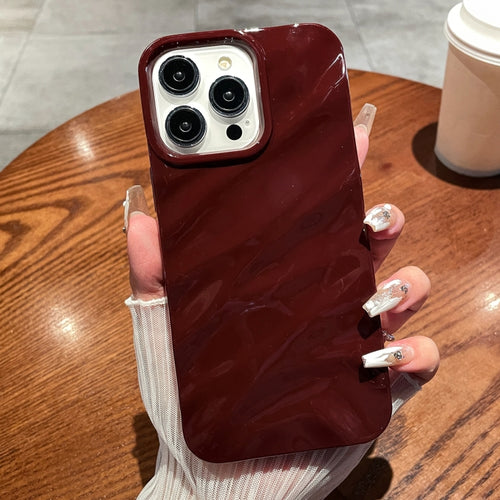 For iPhone 15 Pro Max Solid Color Wave Texture TPU Phone Case(Wine Red) - HoMEdemic™ 