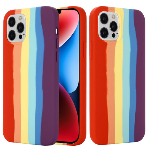 For iPhone 15 Pro Max Rainbow Liquid Silicone Phone Case(Red) - HoMEdemic™ 