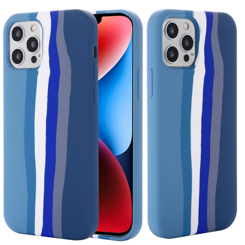 For iPhone 15 Pro Max Rainbow Liquid Silicone Phone Case(Blue) - HoMEdemic™ 