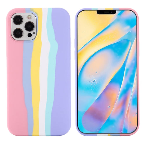 For iPhone 15 Pro Max Rainbow Liquid Silicone Phone Case(Pink) - HoMEdemic™ 