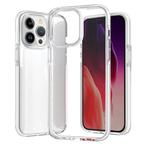 For iPhone 15 Pro Max Two-color Shockproof High Transparency TPU Phone Case(White) - HoMEdemic™ 