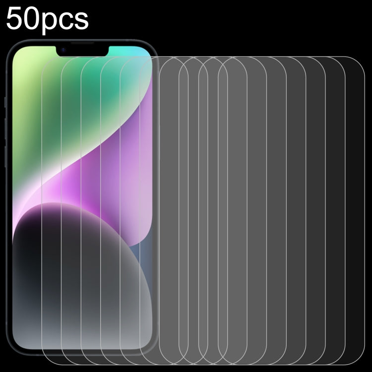 For iPhone 15 / 15 Pro 50pcs 0.26mm 9H 2.5D High Aluminum Tempered Glass Film - HoMEdemic™ 