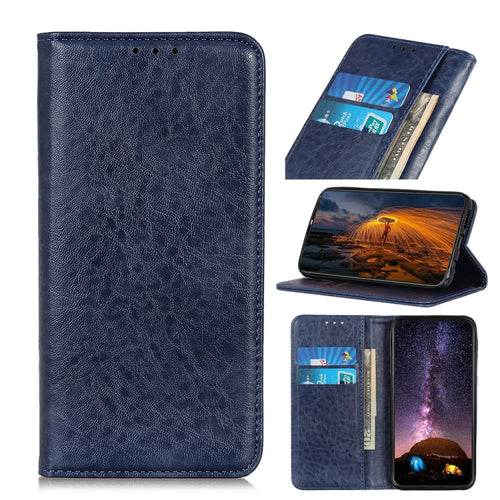 For iPhone 15 Pro Max Magnetic Crazy Horse Texture Horizontal Flip Leather Phone Case(Blue) - HoMEdemic™ 