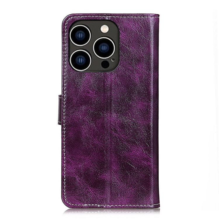 For iPhone 15 Pro Retro Crazy Horse Texture Horizontal Flip Leather Phone Case(Purple) - HoMEdemic™ 