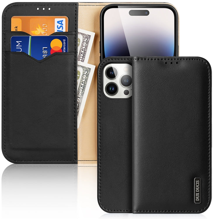 For iPhone 15 Pro Max DUX DUCIS Hivo Series Cowhide + PU + TPU Flip Phone Case(Black) - HoMEdemic™ 