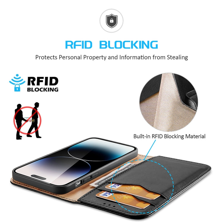 For iPhone 15 Pro Max DUX DUCIS Hivo Series Cowhide + PU + TPU Flip Phone Case(Black) - HoMEdemic™ 