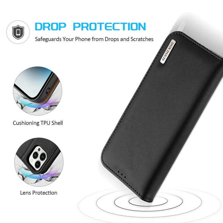 For iPhone 15 Pro Max DUX DUCIS Hivo Series Cowhide + PU + TPU Flip Phone Case(Black) - HoMEdemic™ 