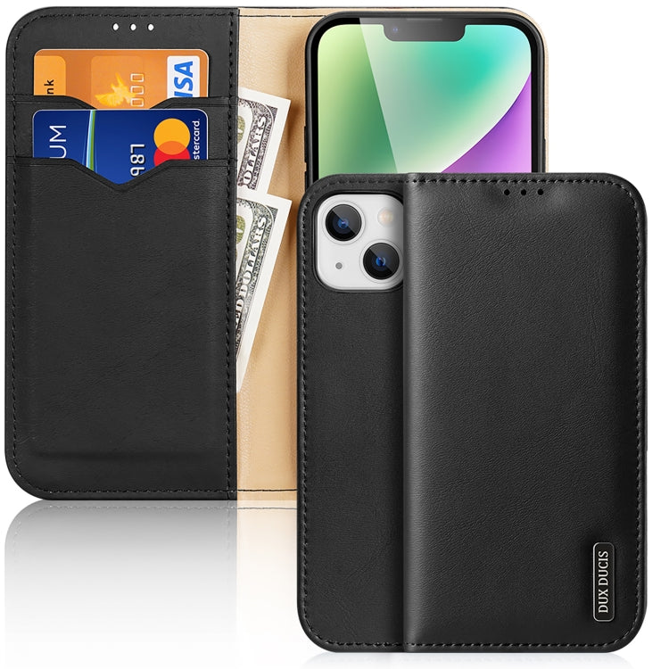For iPhone 15 DUX DUCIS Hivo Series Cowhide + PU + TPU Flip Phone Case(Black) - HoMEdemic™ 