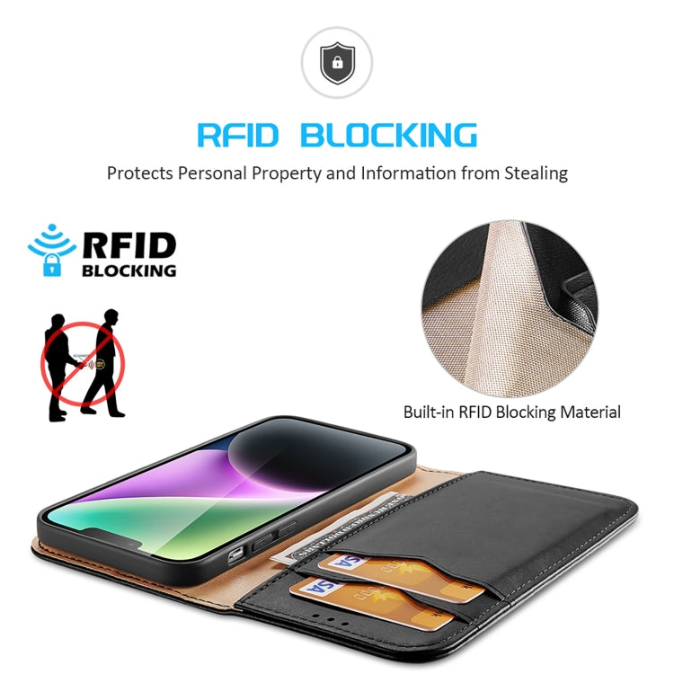 For iPhone 15 DUX DUCIS Hivo Series Cowhide + PU + TPU Flip Phone Case(Black) - HoMEdemic™ 