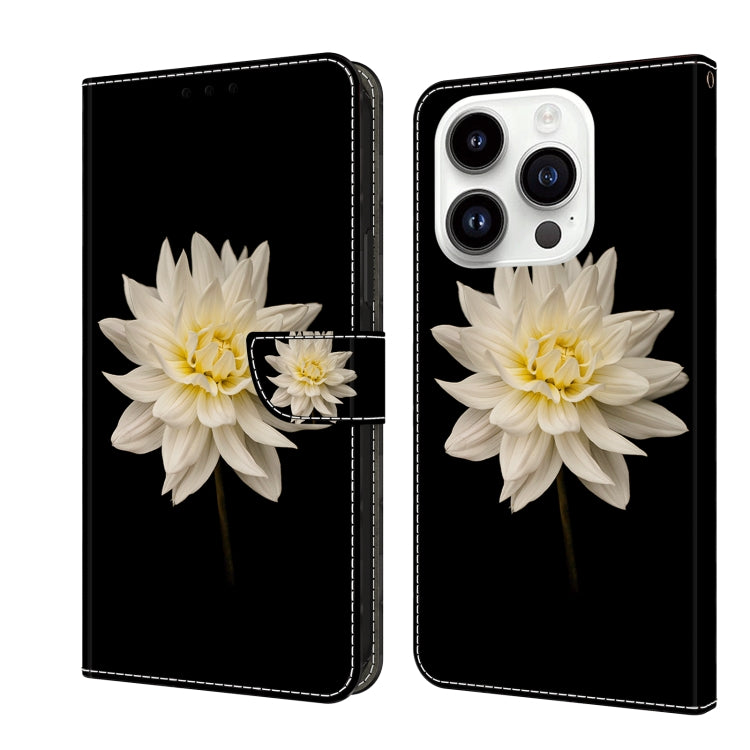 For iPhone 15 Pro Crystal 3D Shockproof Protective Leather Phone Case(White Flower) - HoMEdemic™ 