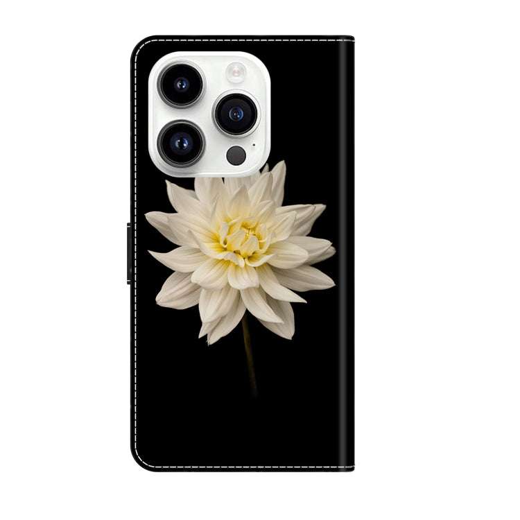 For iPhone 15 Pro Crystal 3D Shockproof Protective Leather Phone Case(White Flower) - HoMEdemic™ 