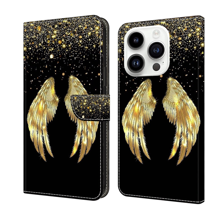 For iPhone 15 Pro Crystal 3D Shockproof Protective Leather Phone Case(Golden Wings) - HoMEdemic™ 