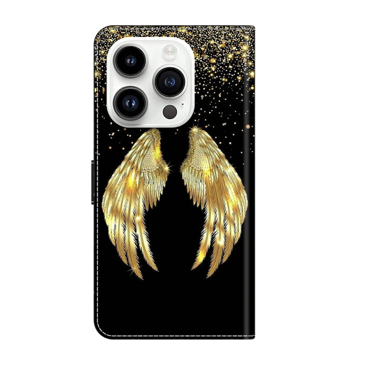 For iPhone 15 Pro Crystal 3D Shockproof Protective Leather Phone Case(Golden Wings) - HoMEdemic™ 