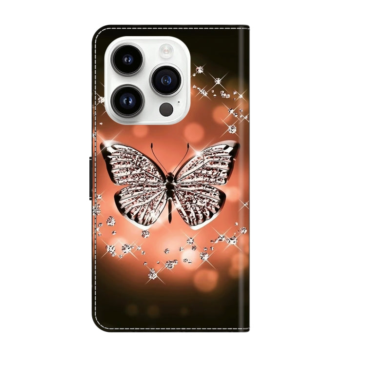 For iPhone 15 Pro Crystal 3D Shockproof Protective Leather Phone Case(Crystal Butterfly) - HoMEdemic™ 