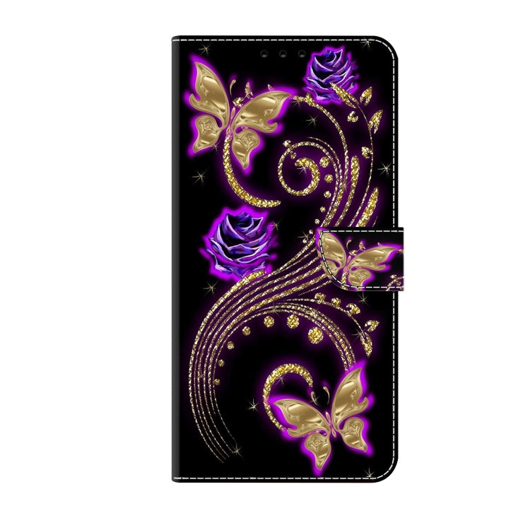 For iPhone 15 Pro Crystal 3D Shockproof Protective Leather Phone Case(Purple Flower Butterfly) - HoMEdemic™ 