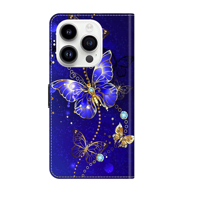 For iPhone 15 Pro Crystal 3D Shockproof Protective Leather Phone Case(Diamond Butterfly) - HoMEdemic™ 