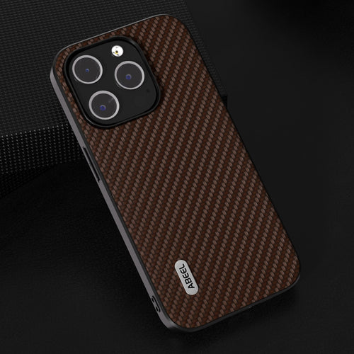 For iPhone 15 Pro Max ABEEL Carbon Fiber Texture Protective Phone Case(Dark Brown) - HoMEdemic™ 