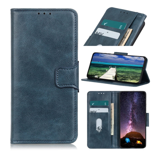 For iPhone 15 Pro Max Mirren Crazy Horse Texture Horizontal Flip Leather Phone Case(Blue) - HoMEdemic™ 