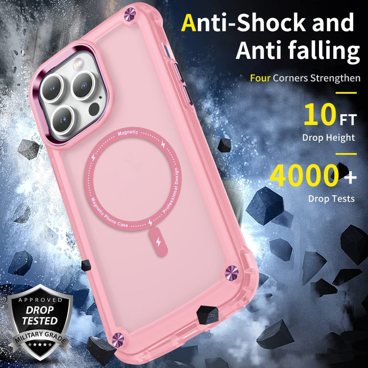 For iPhone 15 Pro Max Skin Feel TPU + PC MagSafe Magnetic Phone Case(Transparent Pink) - HoMEdemic™ 