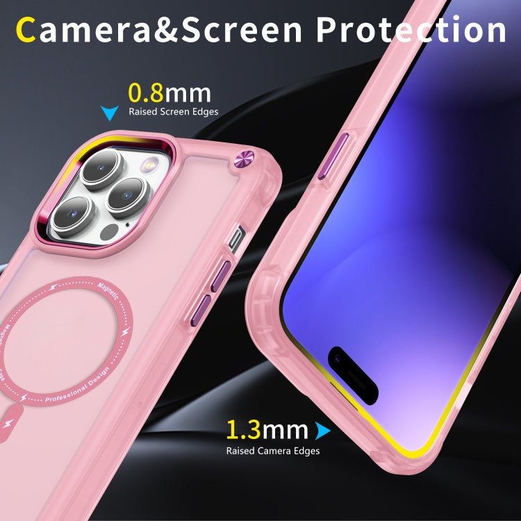 For iPhone 15 Pro Max Skin Feel TPU + PC MagSafe Magnetic Phone Case(Transparent Pink) - HoMEdemic™ 