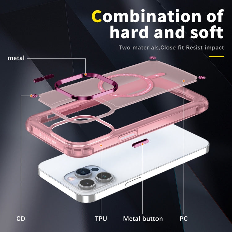 For iPhone 15 Pro Max Skin Feel TPU + PC MagSafe Magnetic Phone Case(Transparent Pink) - HoMEdemic™ 