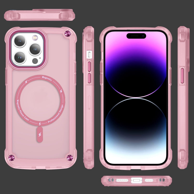 For iPhone 15 Pro Max Skin Feel TPU + PC MagSafe Magnetic Phone Case(Transparent Pink) - HoMEdemic™ 