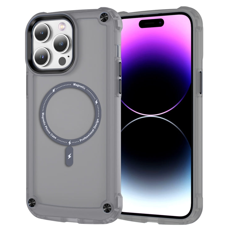 For iPhone 15 Pro Max Skin Feel TPU + PC MagSafe Magnetic Phone Case(Transparent Black) - HoMEdemic™ 