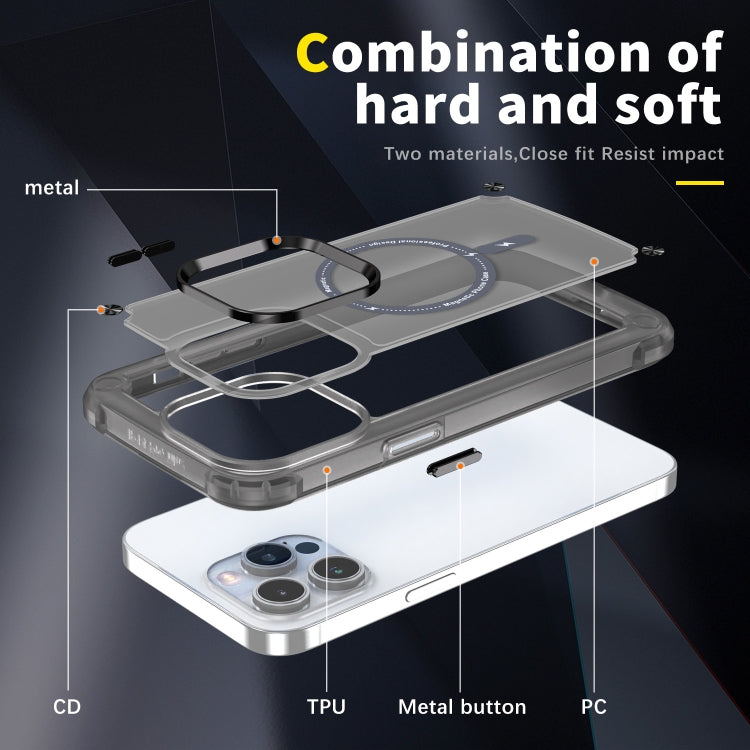 For iPhone 15 Pro Max Skin Feel TPU + PC MagSafe Magnetic Phone Case(Transparent Black) - HoMEdemic™ 