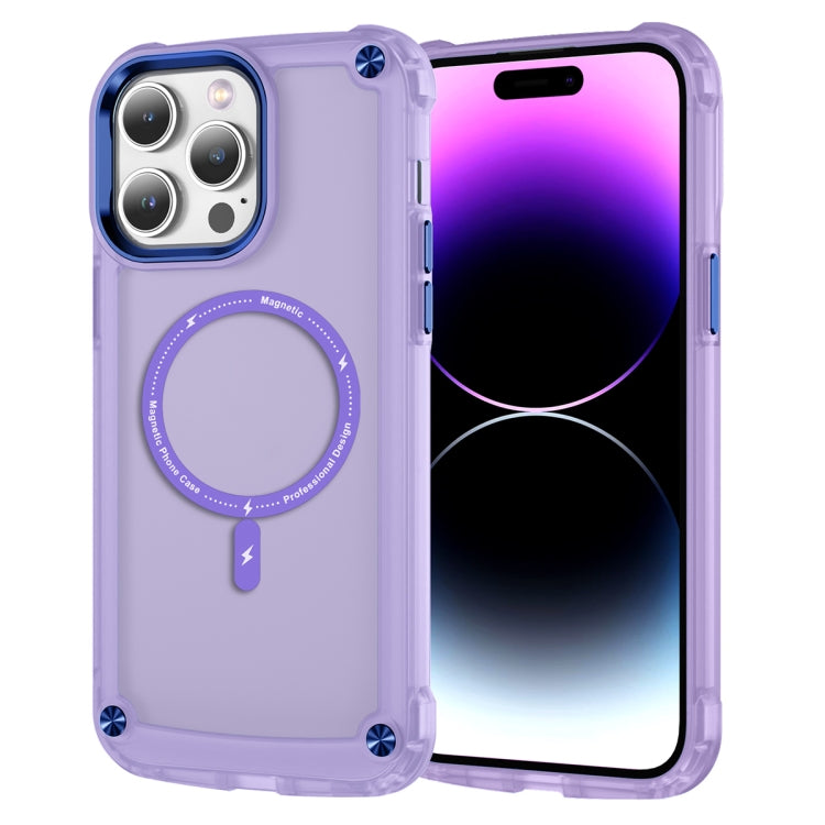For iPhone 15 Pro Max Skin Feel TPU + PC MagSafe Magnetic Phone Case(Transparent Purple) - HoMEdemic™ 