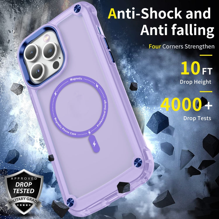 For iPhone 15 Pro Max Skin Feel TPU + PC MagSafe Magnetic Phone Case(Transparent Purple) - HoMEdemic™ 