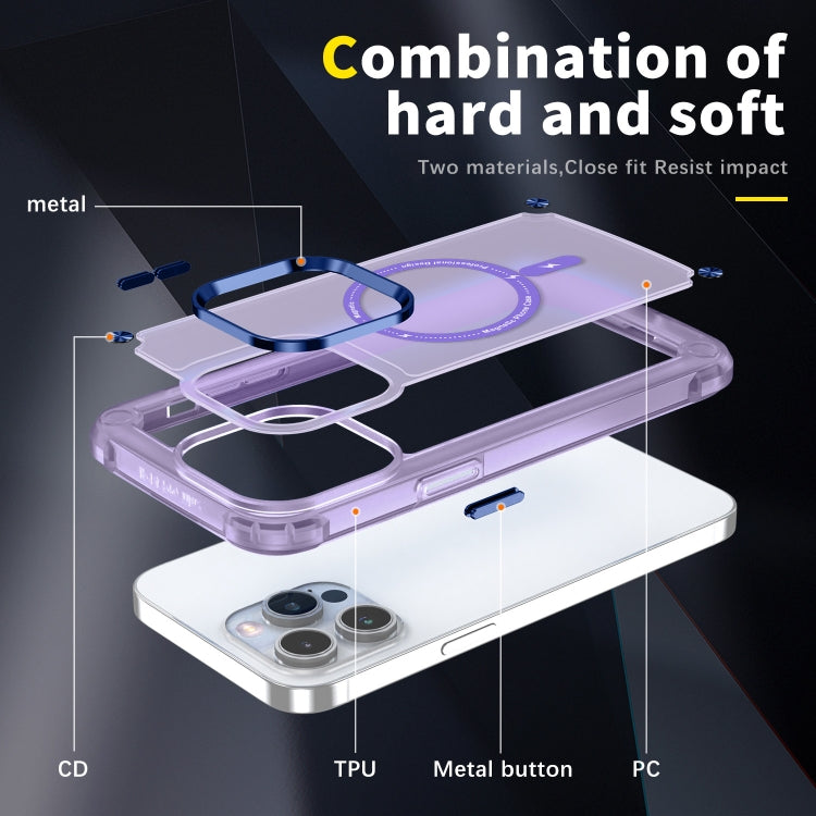 For iPhone 15 Pro Max Skin Feel TPU + PC MagSafe Magnetic Phone Case(Transparent Purple) - HoMEdemic™ 