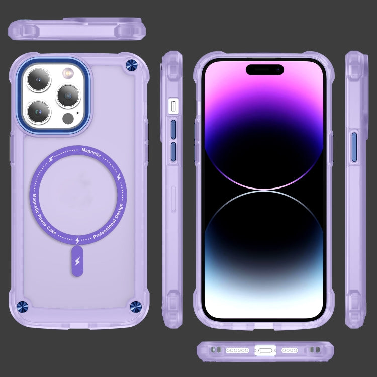 For iPhone 15 Pro Max Skin Feel TPU + PC MagSafe Magnetic Phone Case(Transparent Purple) - HoMEdemic™ 