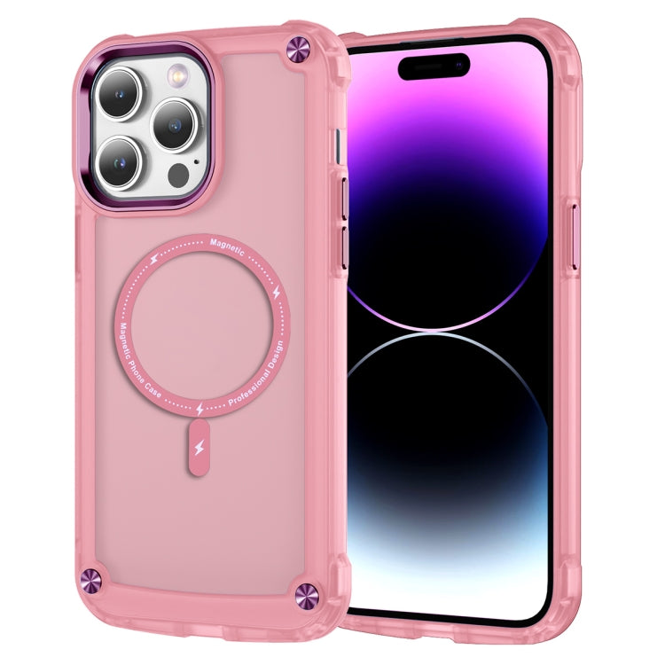 For iPhone 15 Pro Skin Feel TPU + PC MagSafe Magnetic Phone Case(Transparent Pink) - HoMEdemic™ 